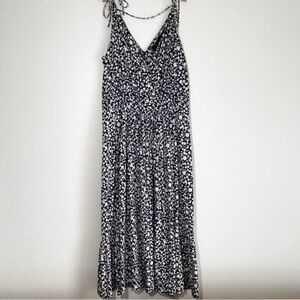 MARC by MARC JACOBS Navy and Cream V-Neck Floral Print Silk Blend Midi Dress M